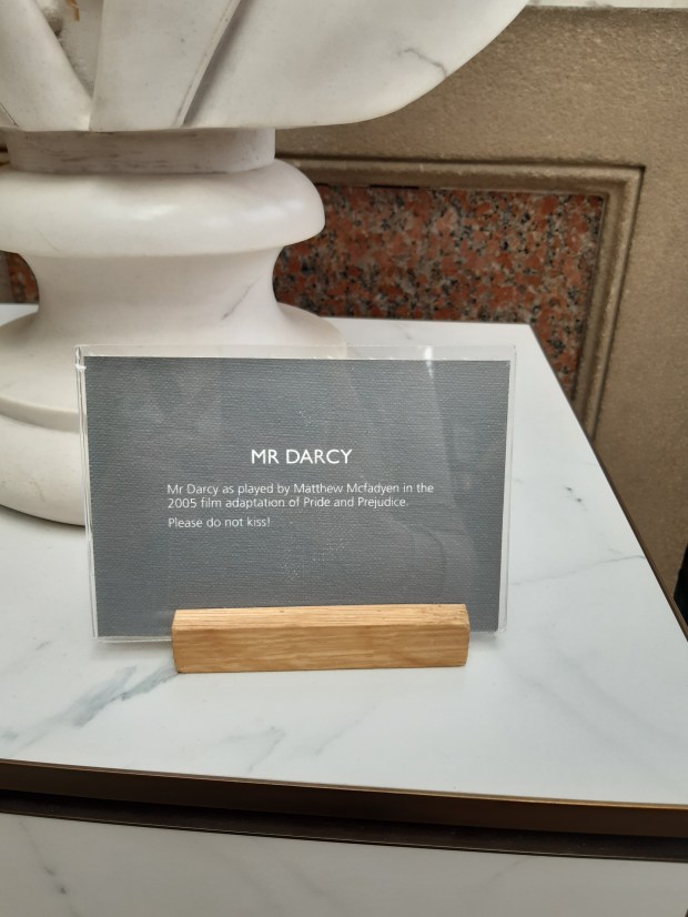 Mr Darcy's statue inside Chatsworth House